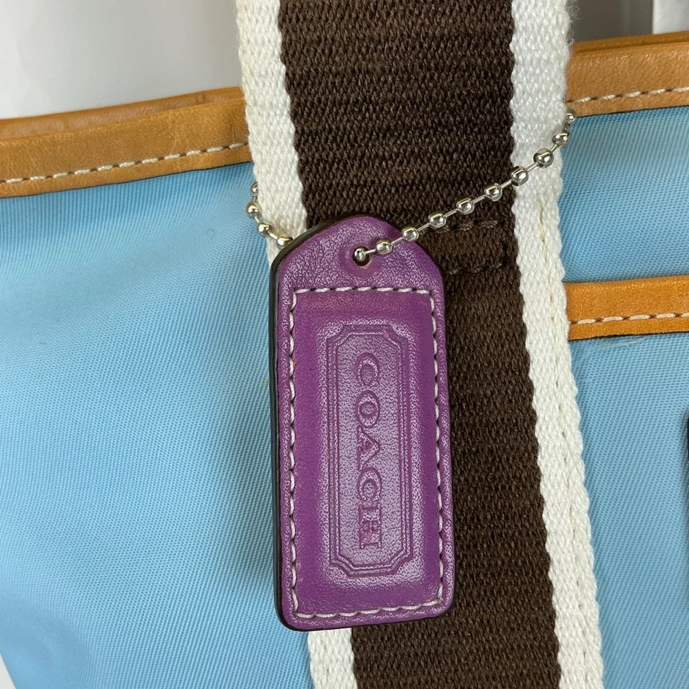 Coach 6260 Y2K Daisy Hampton Mini Blue Tote with Purple and‎ Brown Accents - Picture 7 of 16